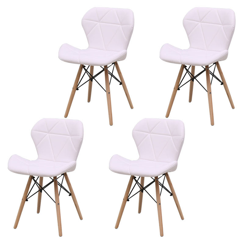 Contemporary Beech Wingback Side Chair Matte Finish Upholstered Dining Chair Gloss White Set of 4 Clearhalo ' kitchen&dining_furn' 'Dining Chairs' 'Dining Tables & Seating' 'dining_chair' 'Furniture' 'furniture_dining_chair' 'Kitchen & Dining Furniture' 'kitchen' 4557649