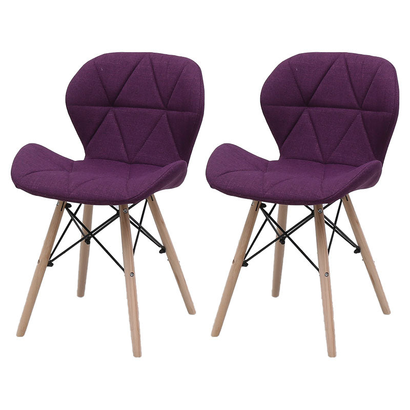 Contemporary Beech Wingback Side Chair Matte Finish Upholstered Dining Chair Purple Set of 2 Clearhalo ' kitchen&dining_furn' 'Dining Chairs' 'Dining Tables & Seating' 'dining_chair' 'Furniture' 'furniture_dining_chair' 'Kitchen & Dining Furniture' 'kitchen' 4557651