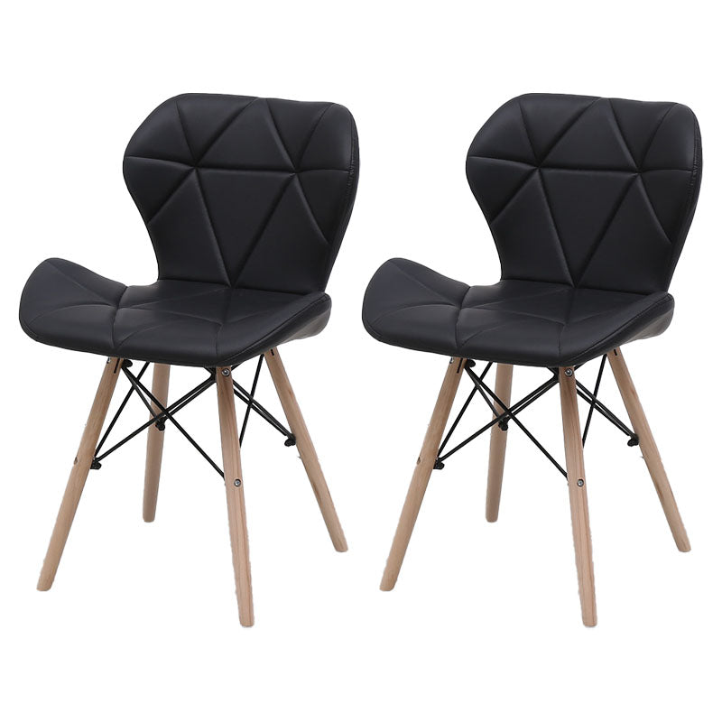 Contemporary Beech Wingback Side Chair Matte Finish Upholstered Dining Chair Black Set of 2 Clearhalo ' kitchen&dining_furn' 'Dining Chairs' 'Dining Tables & Seating' 'dining_chair' 'Furniture' 'furniture_dining_chair' 'Kitchen & Dining Furniture' 'kitchen' 4557657