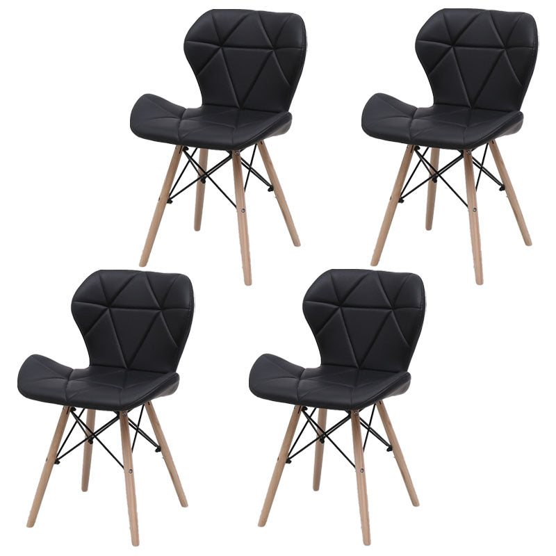 Contemporary Beech Wingback Side Chair Matte Finish Upholstered Dining Chair Black Set of 4 Clearhalo ' kitchen&dining_furn' 'Dining Chairs' 'Dining Tables & Seating' 'dining_chair' 'Furniture' 'furniture_dining_chair' 'Kitchen & Dining Furniture' 'kitchen' 4557658