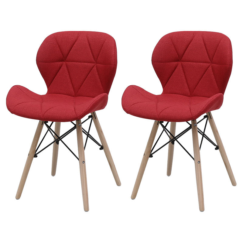 Contemporary Beech Wingback Side Chair Matte Finish Upholstered Dining Chair Red Set of 2 Clearhalo ' kitchen&dining_furn' 'Dining Chairs' 'Dining Tables & Seating' 'dining_chair' 'Furniture' 'furniture_dining_chair' 'Kitchen & Dining Furniture' 'kitchen' 4557663
