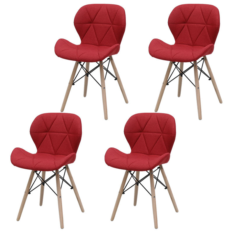 Contemporary Beech Wingback Side Chair Matte Finish Upholstered Dining Chair Red Set of 4 Clearhalo ' kitchen&dining_furn' 'Dining Chairs' 'Dining Tables & Seating' 'dining_chair' 'Furniture' 'furniture_dining_chair' 'Kitchen & Dining Furniture' 'kitchen' 4557664