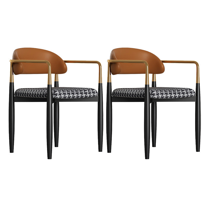 Contemporary Upholstered Home Arm Chair Matte Finish Open Back Dining Chair Brown 2 Piece Set Clearhalo ' kitchen&dining_furn' 'Dining Chairs' 'Dining Tables & Seating' 'dining_chair' 'furn' 'furn_dining_chair' 'Furniture' 'furniture_dining_chair' 'Kitchen & Dining Furniture' 'kitchen' 4557668