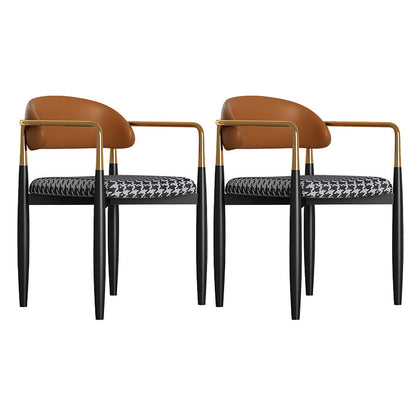 Contemporary Upholstered Home Arm Chair Matte Finish Open Back Dining Chair Brown 2 Piece Set Clearhalo ' kitchen&dining_furn' 'Dining Chairs' 'Dining Tables & Seating' 'dining_chair' 'furn' 'furn_dining_chair' 'Furniture' 'furniture_dining_chair' 'Kitchen & Dining Furniture' 'kitchen' 4557668