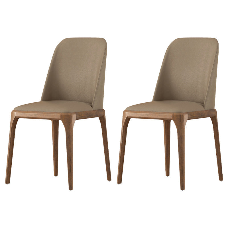 Contemporary Dining Chairs Dining Armless Side Chairs with Wooden Legs Khaki 2 Piece Set Clearhalo ' kitchen&dining_furn' 'Dining Chairs' 'Dining Tables & Seating' 'dining_chair' 'furn' 'furn_dining_chair' 'Furniture' 'furniture_dining_chair' 'Kitchen & Dining Furniture' 'kitchen' 4557685