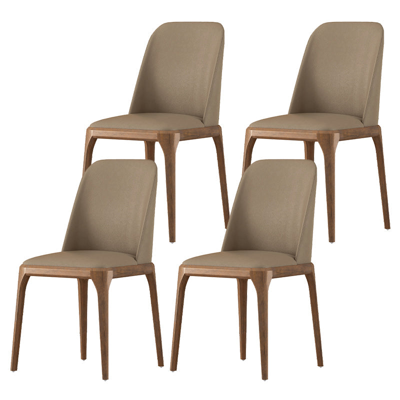 Contemporary Dining Chairs Dining Armless Side Chairs with Wooden Legs Khaki 4 Piece Set Clearhalo ' kitchen&dining_furn' 'Dining Chairs' 'Dining Tables & Seating' 'dining_chair' 'furn' 'furn_dining_chair' 'Furniture' 'furniture_dining_chair' 'Kitchen & Dining Furniture' 'kitchen' 4557686