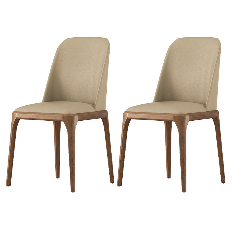 Contemporary Dining Chairs Dining Armless Side Chairs with Wooden Legs Apricot 2 Piece Set Clearhalo ' kitchen&dining_furn' 'Dining Chairs' 'Dining Tables & Seating' 'dining_chair' 'furn' 'furn_dining_chair' 'Furniture' 'furniture_dining_chair' 'Kitchen & Dining Furniture' 'kitchen' 4557696