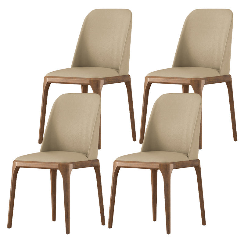 Contemporary Dining Chairs Dining Armless Side Chairs with Wooden Legs Apricot 4 Piece Set Clearhalo ' kitchen&dining_furn' 'Dining Chairs' 'Dining Tables & Seating' 'dining_chair' 'furn' 'furn_dining_chair' 'Furniture' 'furniture_dining_chair' 'Kitchen & Dining Furniture' 'kitchen' 4557699
