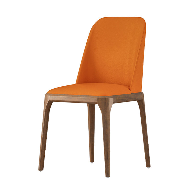 Contemporary Dining Chairs Dining Armless Side Chairs with Wooden Legs Orange 1 Piece Clearhalo ' kitchen&dining_furn' 'Dining Chairs' 'Dining Tables & Seating' 'dining_chair' 'furn' 'furn_dining_chair' 'Furniture' 'furniture_dining_chair' 'Kitchen & Dining Furniture' 'kitchen' 4557700