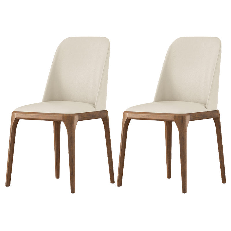 Contemporary Dining Chairs Dining Armless Side Chairs with Wooden Legs Beige 2 Piece Set Clearhalo ' kitchen&dining_furn' 'Dining Chairs' 'Dining Tables & Seating' 'dining_chair' 'furn' 'furn_dining_chair' 'Furniture' 'furniture_dining_chair' 'Kitchen & Dining Furniture' 'kitchen' 4557704