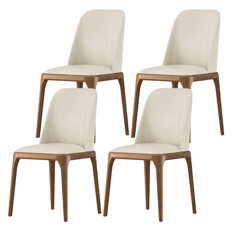 Contemporary Dining Chairs Dining Armless Side Chairs with Wooden Legs Beige 4 Piece Set Clearhalo ' kitchen&dining_furn' 'Dining Chairs' 'Dining Tables & Seating' 'dining_chair' 'furn' 'furn_dining_chair' 'Furniture' 'furniture_dining_chair' 'Kitchen & Dining Furniture' 'kitchen' 4557705