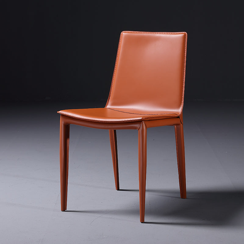 Modern Leather Armless Dining Chair Metal Dining Room Chair for Home Use Light Brown 1 Piece Clearhalo ' kitchen&dining_furn' 'Dining Chairs' 'Dining Tables & Seating' 'dining_chair' 'furn' 'furn_dining_chair' 'Furniture' 'furniture_dining_chair' 'Kitchen & Dining Furniture' 'kitchen' 4557708