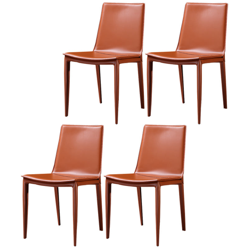 Modern Leather Armless Dining Chair Metal Dining Room Chair for Home Use Light Brown 4 Piece Set Clearhalo ' kitchen&dining_furn' 'Dining Chairs' 'Dining Tables & Seating' 'dining_chair' 'furn' 'furn_dining_chair' 'Furniture' 'furniture_dining_chair' 'Kitchen & Dining Furniture' 'kitchen' 4557711