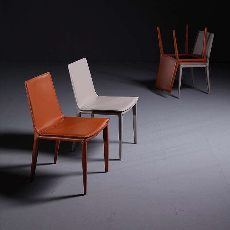 Modern Leather Armless Dining Chair Metal Dining Room Chair for Home Use Clearhalo ' kitchen&dining_furn' 'Dining Chairs' 'Dining Tables & Seating' 'dining_chair' 'furn' 'furn_dining_chair' 'Furniture' 'furniture_dining_chair' 'Kitchen & Dining Furniture' 'kitchen' 4557714