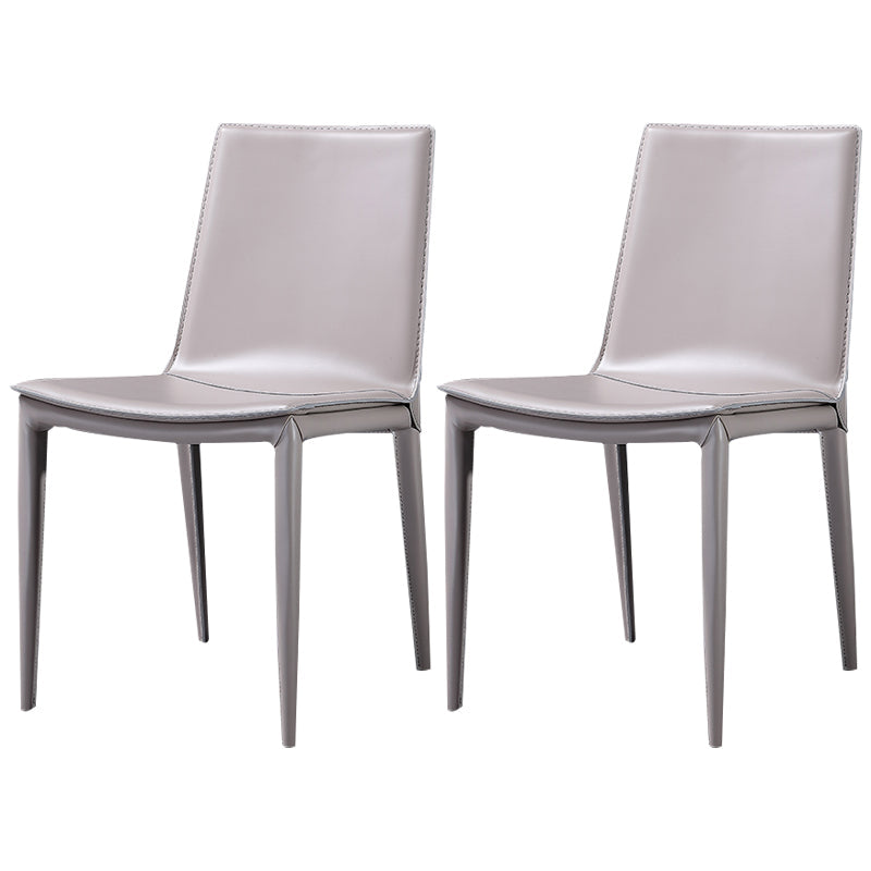 Modern Leather Armless Dining Chair Metal Dining Room Chair for Home Use Gray-White 2 Piece Set Clearhalo ' kitchen&dining_furn' 'Dining Chairs' 'Dining Tables & Seating' 'dining_chair' 'furn' 'furn_dining_chair' 'Furniture' 'furniture_dining_chair' 'Kitchen & Dining Furniture' 'kitchen' 4557715