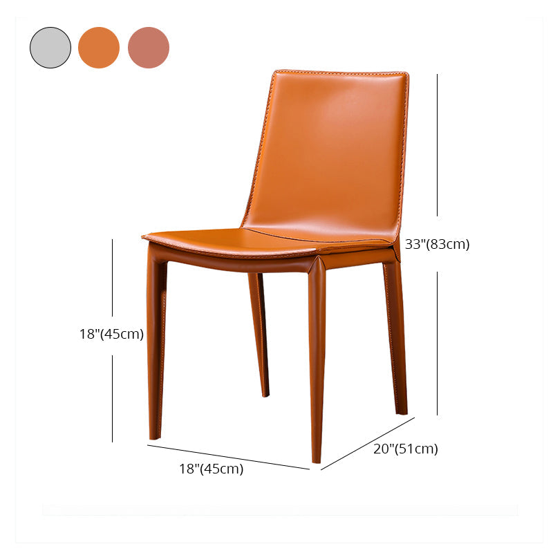 Modern Leather Armless Dining Chair Metal Dining Room Chair for Home Use Clearhalo ' kitchen&dining_furn' 'Dining Chairs' 'Dining Tables & Seating' 'dining_chair' 'furn' 'furn_dining_chair' 'Furniture' 'furniture_dining_chair' 'Kitchen & Dining Furniture' 'kitchen' 4557725