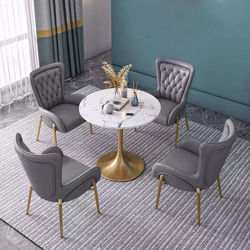 Glam PU Leather Dining Room Chairs Metal Dining Arm Chair for Home Use Clearhalo ' kitchen&dining_furn' 'Dining Chairs' 'Dining Tables & Seating' 'dining_chair' 'furn' 'furn_dining_chair' 'Furniture' 'furniture_dining_chair' 'Kitchen & Dining Furniture' 'kitchen' 4557726