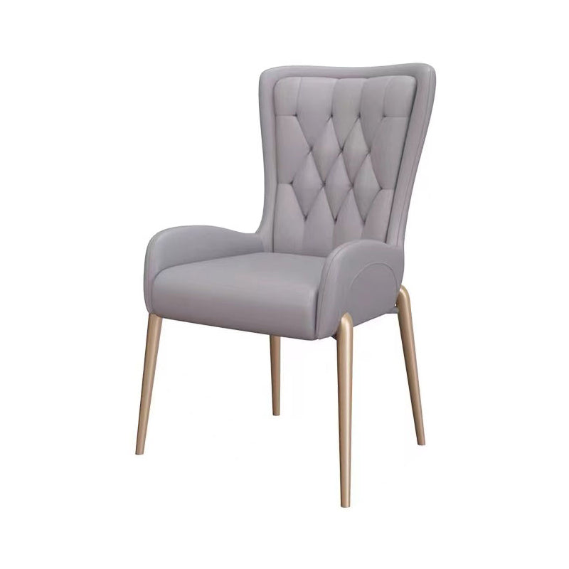 Glam PU Leather Dining Room Chairs Metal Dining Arm Chair for Home Use Grey 1 Piece Clearhalo ' kitchen&dining_furn' 'Dining Chairs' 'Dining Tables & Seating' 'dining_chair' 'furn' 'furn_dining_chair' 'Furniture' 'furniture_dining_chair' 'Kitchen & Dining Furniture' 'kitchen' 4557727