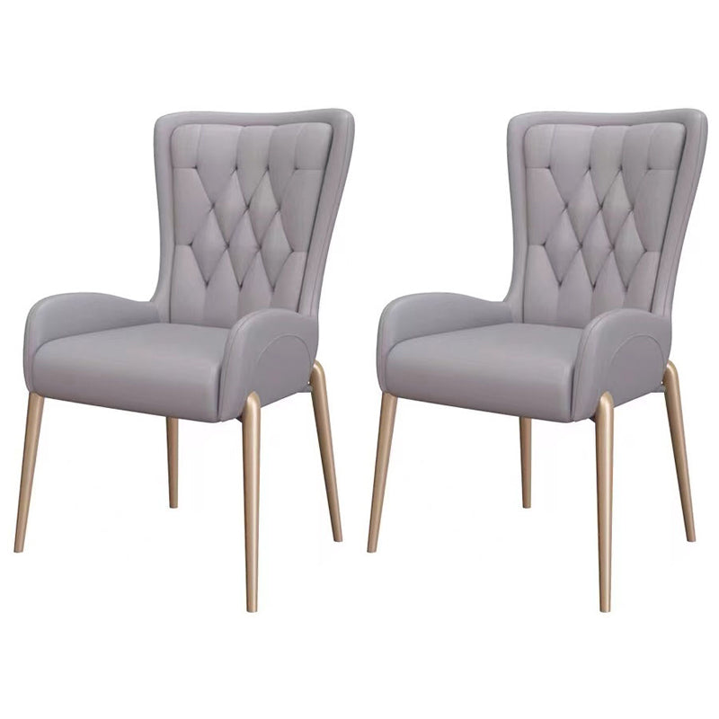 Glam PU Leather Dining Room Chairs Metal Dining Arm Chair for Home Use Grey 2 Piece Set Clearhalo ' kitchen&dining_furn' 'Dining Chairs' 'Dining Tables & Seating' 'dining_chair' 'furn' 'furn_dining_chair' 'Furniture' 'furniture_dining_chair' 'Kitchen & Dining Furniture' 'kitchen' 4557728