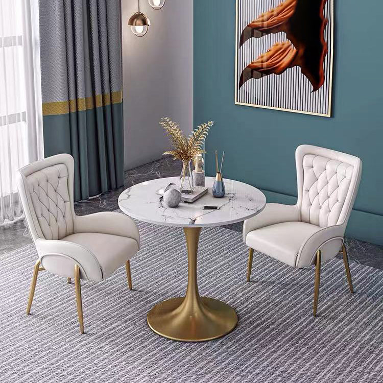 Glam PU Leather Dining Room Chairs Metal Dining Arm Chair for Home Use Clearhalo ' kitchen&dining_furn' 'Dining Chairs' 'Dining Tables & Seating' 'dining_chair' 'furn' 'furn_dining_chair' 'Furniture' 'furniture_dining_chair' 'Kitchen & Dining Furniture' 'kitchen' 4557732