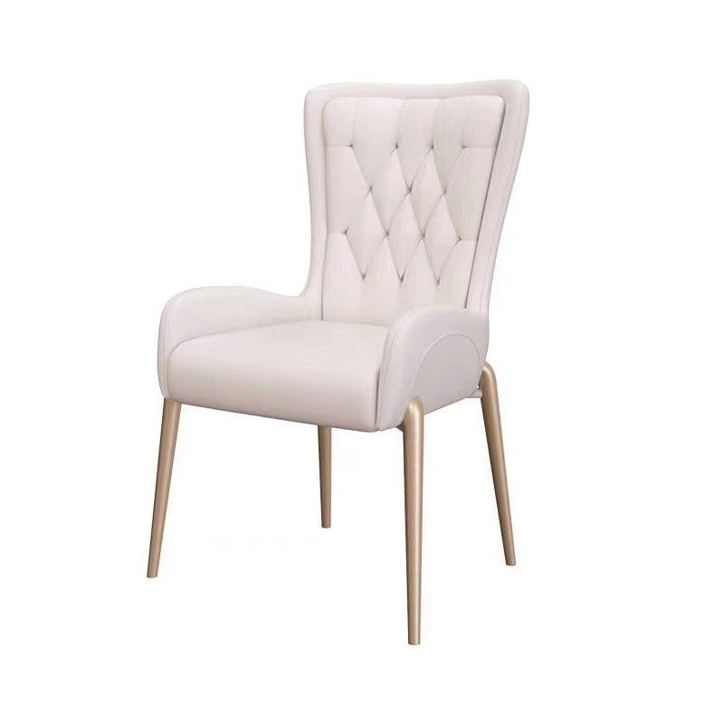 Glam PU Leather Dining Room Chairs Metal Dining Arm Chair for Home Use White 1 Piece Clearhalo ' kitchen&dining_furn' 'Dining Chairs' 'Dining Tables & Seating' 'dining_chair' 'furn' 'furn_dining_chair' 'Furniture' 'furniture_dining_chair' 'Kitchen & Dining Furniture' 'kitchen' 4557733