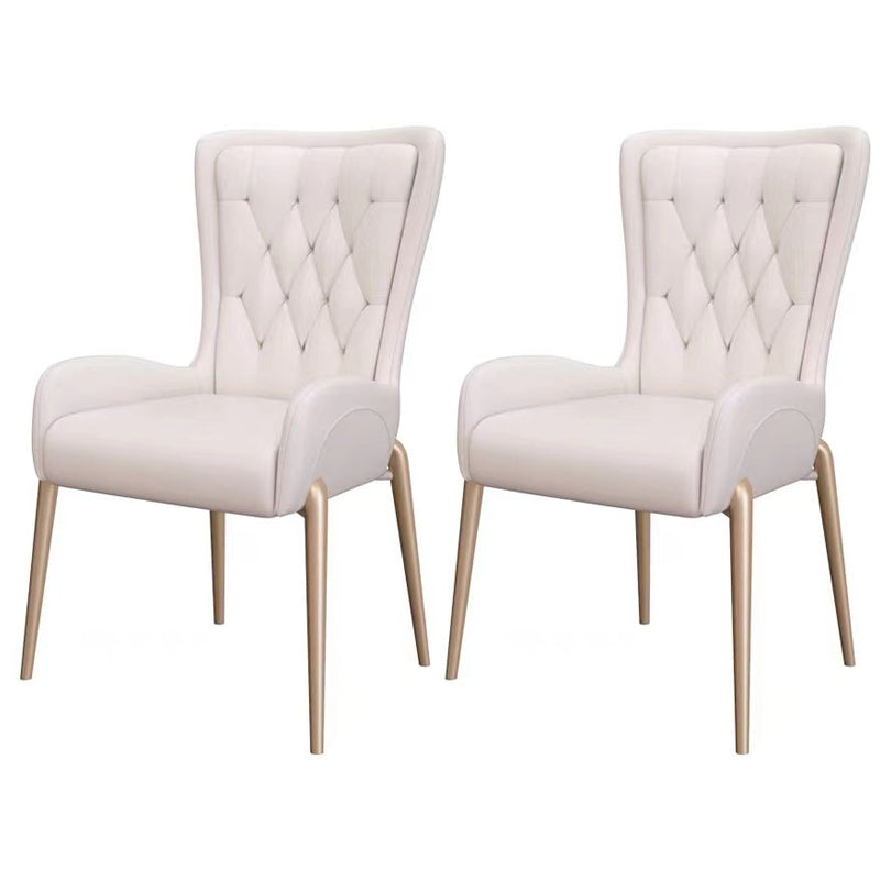 Glam PU Leather Dining Room Chairs Metal Dining Arm Chair for Home Use White 2 Piece Set Clearhalo ' kitchen&dining_furn' 'Dining Chairs' 'Dining Tables & Seating' 'dining_chair' 'furn' 'furn_dining_chair' 'Furniture' 'furniture_dining_chair' 'Kitchen & Dining Furniture' 'kitchen' 4557734