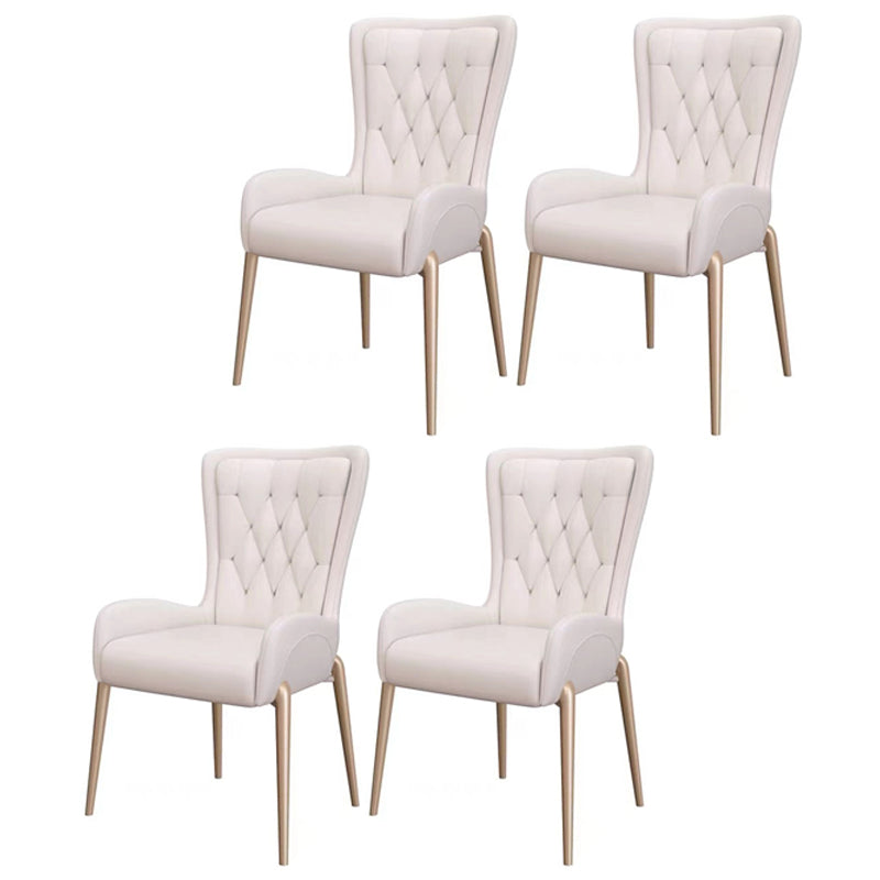 Glam PU Leather Dining Room Chairs Metal Dining Arm Chair for Home Use White 4 Piece Set Clearhalo ' kitchen&dining_furn' 'Dining Chairs' 'Dining Tables & Seating' 'dining_chair' 'furn' 'furn_dining_chair' 'Furniture' 'furniture_dining_chair' 'Kitchen & Dining Furniture' 'kitchen' 4557736