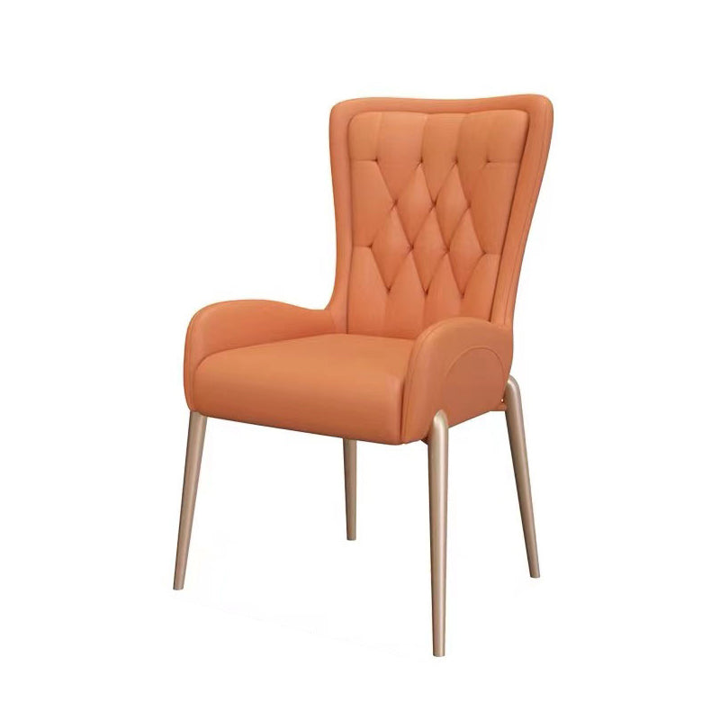Glam PU Leather Dining Room Chairs Metal Dining Arm Chair for Home Use Orange 1 Piece Clearhalo ' kitchen&dining_furn' 'Dining Chairs' 'Dining Tables & Seating' 'dining_chair' 'furn' 'furn_dining_chair' 'Furniture' 'furniture_dining_chair' 'Kitchen & Dining Furniture' 'kitchen' 4557738