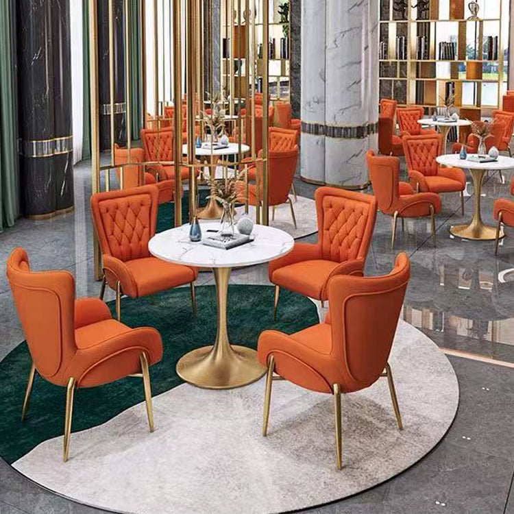 Glam PU Leather Dining Room Chairs Metal Dining Arm Chair for Home Use Clearhalo ' kitchen&dining_furn' 'Dining Chairs' 'Dining Tables & Seating' 'dining_chair' 'furn' 'furn_dining_chair' 'Furniture' 'furniture_dining_chair' 'Kitchen & Dining Furniture' 'kitchen' 4557741