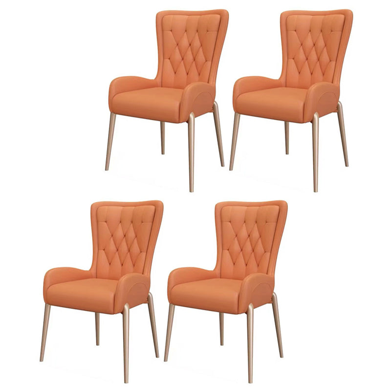 Glam PU Leather Dining Room Chairs Metal Dining Arm Chair for Home Use Orange 4 Piece Set Clearhalo ' kitchen&dining_furn' 'Dining Chairs' 'Dining Tables & Seating' 'dining_chair' 'furn' 'furn_dining_chair' 'Furniture' 'furniture_dining_chair' 'Kitchen & Dining Furniture' 'kitchen' 4557742