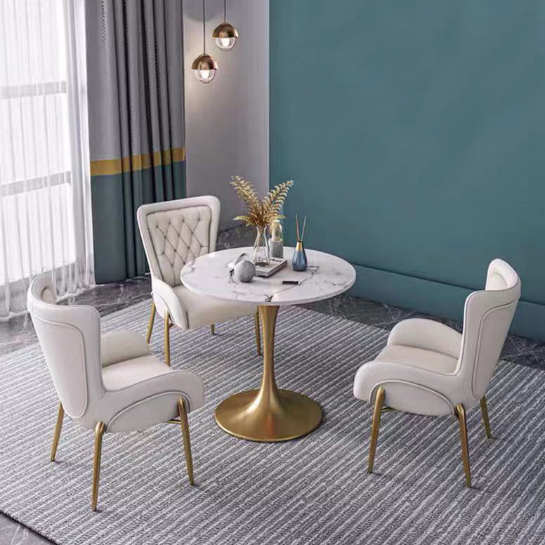 Glam PU Leather Dining Room Chairs Metal Dining Arm Chair for Home Use Clearhalo ' kitchen&dining_furn' 'Dining Chairs' 'Dining Tables & Seating' 'dining_chair' 'furn' 'furn_dining_chair' 'Furniture' 'furniture_dining_chair' 'Kitchen & Dining Furniture' 'kitchen' 4557744