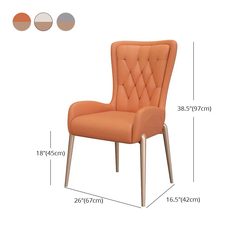 Glam PU Leather Dining Room Chairs Metal Dining Arm Chair for Home Use Clearhalo ' kitchen&dining_furn' 'Dining Chairs' 'Dining Tables & Seating' 'dining_chair' 'furn' 'furn_dining_chair' 'Furniture' 'furniture_dining_chair' 'Kitchen & Dining Furniture' 'kitchen' 4557745
