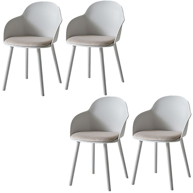 Contemporary Dining Chairs Solid Back Dining Arm Side Chairs with Plastic Legs Grey 4 Piece Set Clearhalo ' kitchen&dining_furn' 'Dining Chairs' 'Dining Tables & Seating' 'dining_chair' 'furn' 'furn_dining_chair' 'Furniture' 'furniture_dining_chair' 'Kitchen & Dining Furniture' 'kitchen' 4557756