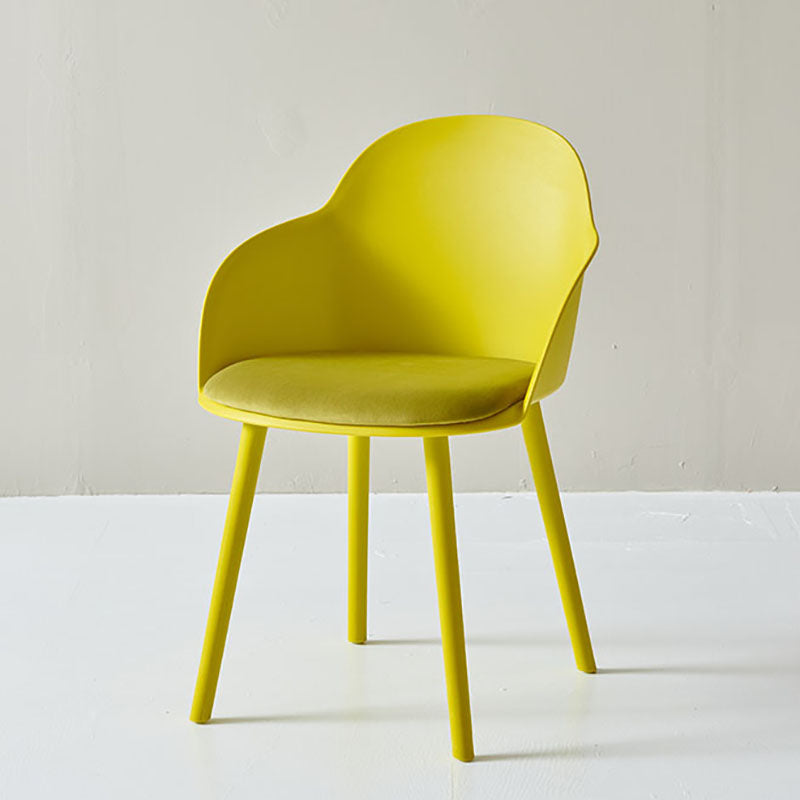 Contemporary Dining Chairs Solid Back Dining Arm Side Chairs with Plastic Legs Yellow 1 Piece Clearhalo ' kitchen&dining_furn' 'Dining Chairs' 'Dining Tables & Seating' 'dining_chair' 'furn' 'furn_dining_chair' 'Furniture' 'furniture_dining_chair' 'Kitchen & Dining Furniture' 'kitchen' 4557758