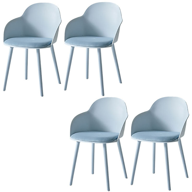 Contemporary Dining Chairs Solid Back Dining Arm Side Chairs with Plastic Legs Light Blue 4 Piece Set Clearhalo ' kitchen&dining_furn' 'Dining Chairs' 'Dining Tables & Seating' 'dining_chair' 'furn' 'furn_dining_chair' 'Furniture' 'furniture_dining_chair' 'Kitchen & Dining Furniture' 'kitchen' 4557768