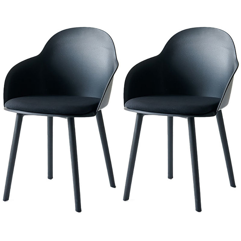 Contemporary Dining Chairs Solid Back Dining Arm Side Chairs with Plastic Legs Black 2 Piece Set Clearhalo ' kitchen&dining_furn' 'Dining Chairs' 'Dining Tables & Seating' 'dining_chair' 'furn' 'furn_dining_chair' 'Furniture' 'furniture_dining_chair' 'Kitchen & Dining Furniture' 'kitchen' 4557770