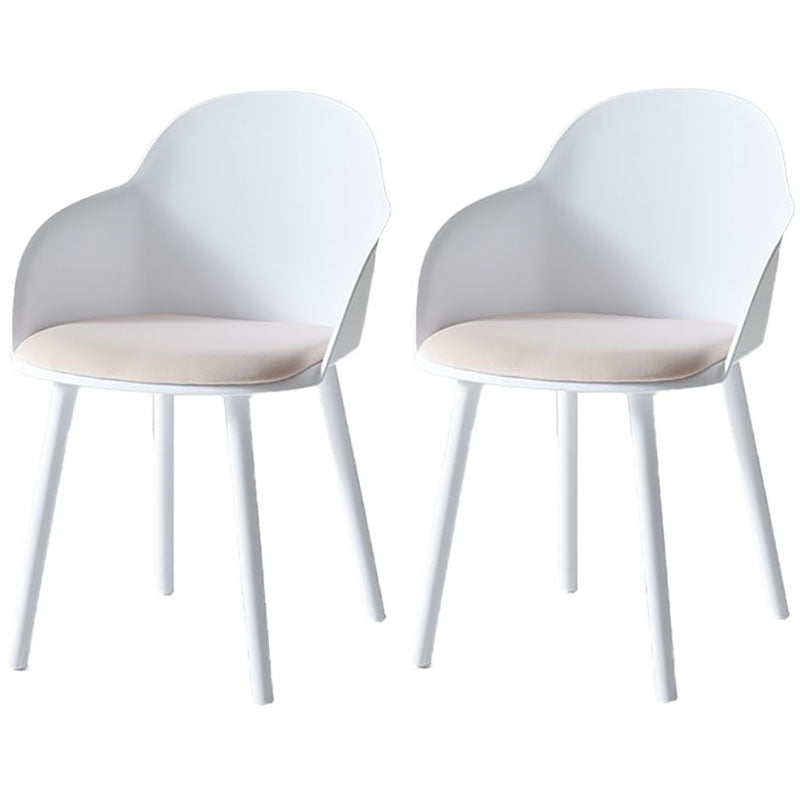 Contemporary Dining Chairs Solid Back Dining Arm Side Chairs with Plastic Legs White 2 Piece Set Clearhalo ' kitchen&dining_furn' 'Dining Chairs' 'Dining Tables & Seating' 'dining_chair' 'furn' 'furn_dining_chair' 'Furniture' 'furniture_dining_chair' 'Kitchen & Dining Furniture' 'kitchen' 4557773