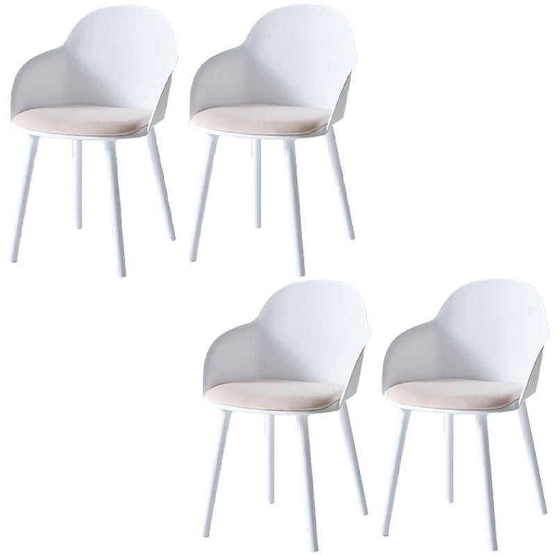 Contemporary Dining Chairs Solid Back Dining Arm Side Chairs with Plastic Legs White 4 Piece Set Clearhalo ' kitchen&dining_furn' 'Dining Chairs' 'Dining Tables & Seating' 'dining_chair' 'furn' 'furn_dining_chair' 'Furniture' 'furniture_dining_chair' 'Kitchen & Dining Furniture' 'kitchen' 4557774