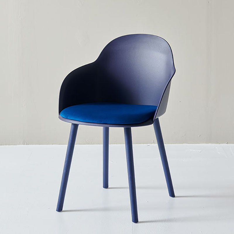 Contemporary Dining Chairs Solid Back Dining Arm Side Chairs with Plastic Legs Dark Blue 1 Piece Clearhalo ' kitchen&dining_furn' 'Dining Chairs' 'Dining Tables & Seating' 'dining_chair' 'furn' 'furn_dining_chair' 'Furniture' 'furniture_dining_chair' 'Kitchen & Dining Furniture' 'kitchen' 4557775