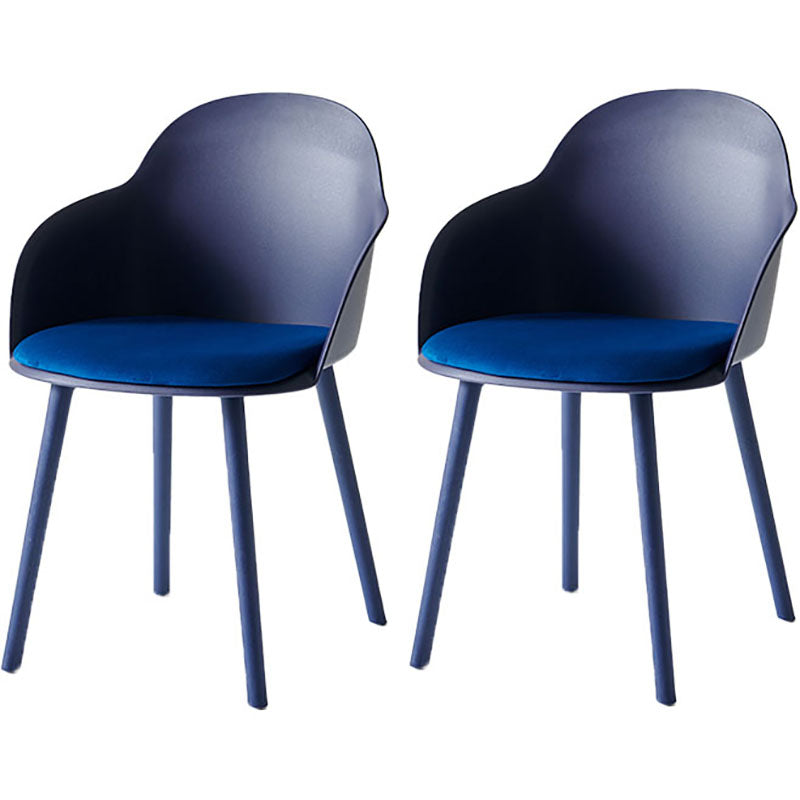 Contemporary Dining Chairs Solid Back Dining Arm Side Chairs with Plastic Legs Dark Blue 2 Piece Set Clearhalo ' kitchen&dining_furn' 'Dining Chairs' 'Dining Tables & Seating' 'dining_chair' 'furn' 'furn_dining_chair' 'Furniture' 'furniture_dining_chair' 'Kitchen & Dining Furniture' 'kitchen' 4557776