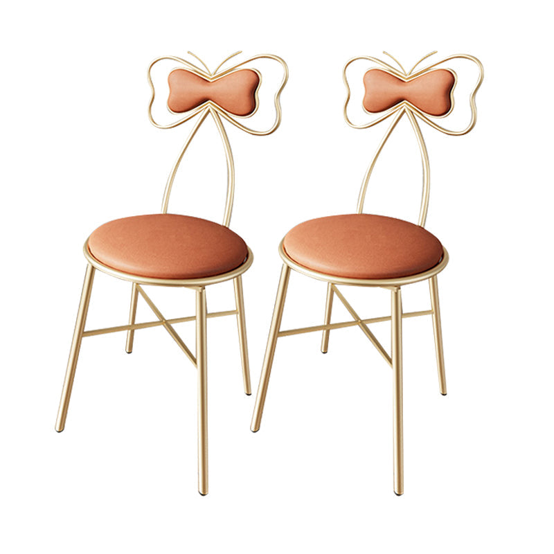 Nordic Style Open Back Side Chairs Upholstered Dining Armless Chairs for Home Orange 2 Piece Set Clearhalo ' kitchen&dining_furn' 'Dining Chairs' 'Dining Tables & Seating' 'dining_chair' 'furn' 'furn_dining_chair' 'Furniture' 'furniture_dining_chair' 'Kitchen & Dining Furniture' 'kitchen' 4557793