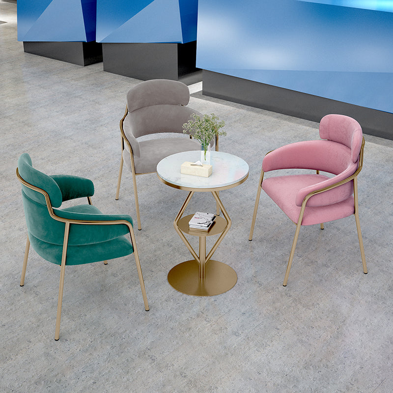 Glam Velvet Arm Dining Chairs Metal Dining Chair for Restaurant Use Clearhalo ' kitchen&dining_furn' 'Dining Chairs' 'Dining Tables & Seating' 'dining_chair' 'furn' 'furn_dining_chair' 'Furniture' 'furniture_dining_chair' 'Kitchen & Dining Furniture' 'kitchen' 4557802