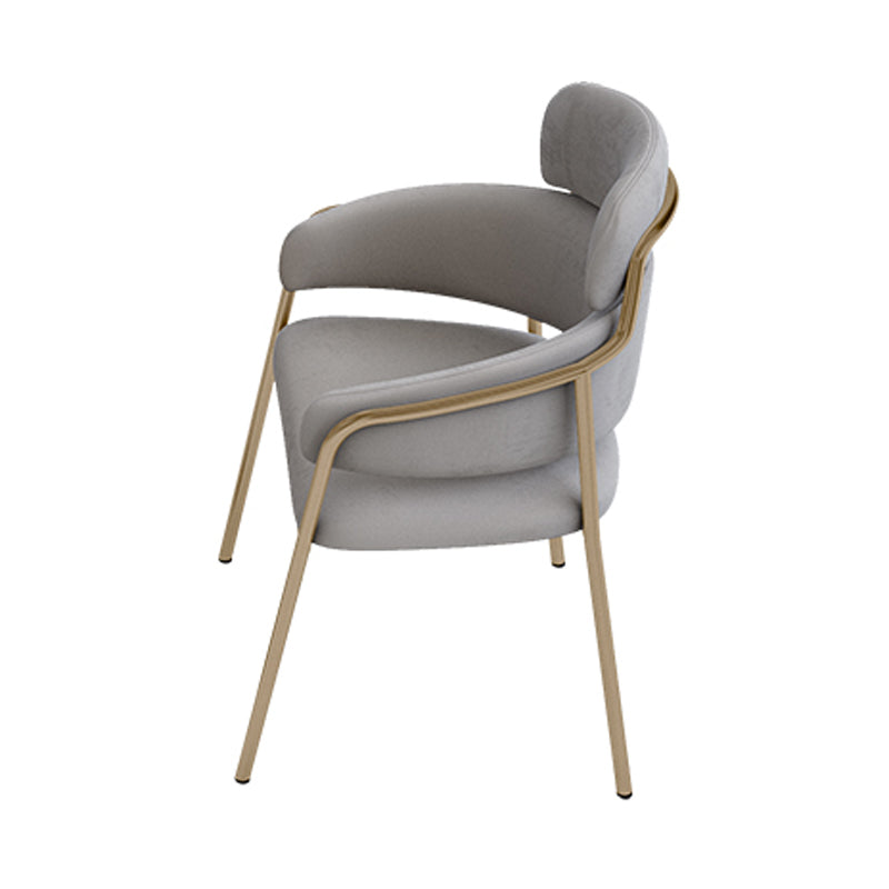 Glam Velvet Arm Dining Chairs Metal Dining Chair for Restaurant Use Grey 1 Piece Clearhalo ' kitchen&dining_furn' 'Dining Chairs' 'Dining Tables & Seating' 'dining_chair' 'furn' 'furn_dining_chair' 'Furniture' 'furniture_dining_chair' 'Kitchen & Dining Furniture' 'kitchen' 4557803