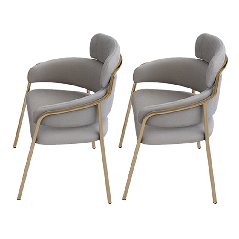 Glam Velvet Arm Dining Chairs Metal Dining Chair for Restaurant Use Grey 2 Piece Set Clearhalo ' kitchen&dining_furn' 'Dining Chairs' 'Dining Tables & Seating' 'dining_chair' 'furn' 'furn_dining_chair' 'Furniture' 'furniture_dining_chair' 'Kitchen & Dining Furniture' 'kitchen' 4557804
