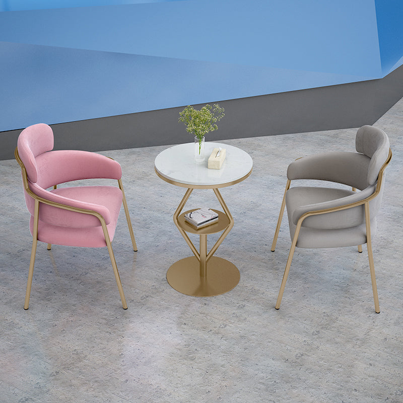 Glam Velvet Arm Dining Chairs Metal Dining Chair for Restaurant Use Clearhalo ' kitchen&dining_furn' 'Dining Chairs' 'Dining Tables & Seating' 'dining_chair' 'furn' 'furn_dining_chair' 'Furniture' 'furniture_dining_chair' 'Kitchen & Dining Furniture' 'kitchen' 4557805