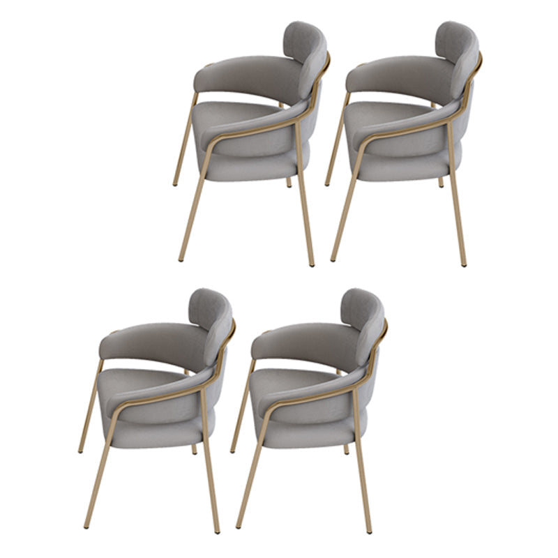Glam Velvet Arm Dining Chairs Metal Dining Chair for Restaurant Use Grey 4 Piece Set Clearhalo ' kitchen&dining_furn' 'Dining Chairs' 'Dining Tables & Seating' 'dining_chair' 'furn' 'furn_dining_chair' 'Furniture' 'furniture_dining_chair' 'Kitchen & Dining Furniture' 'kitchen' 4557807