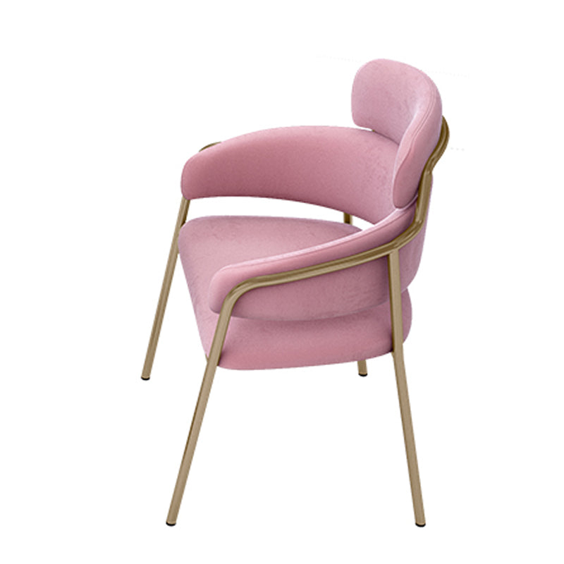 Glam Velvet Arm Dining Chairs Metal Dining Chair for Restaurant Use Pink 1 Piece Clearhalo ' kitchen&dining_furn' 'Dining Chairs' 'Dining Tables & Seating' 'dining_chair' 'furn' 'furn_dining_chair' 'Furniture' 'furniture_dining_chair' 'Kitchen & Dining Furniture' 'kitchen' 4557808