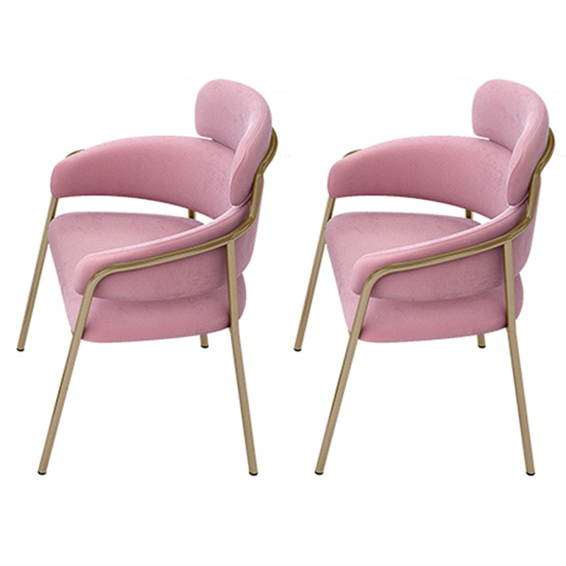 Glam Velvet Arm Dining Chairs Metal Dining Chair for Restaurant Use Pink 2 Piece Set Clearhalo ' kitchen&dining_furn' 'Dining Chairs' 'Dining Tables & Seating' 'dining_chair' 'furn' 'furn_dining_chair' 'Furniture' 'furniture_dining_chair' 'Kitchen & Dining Furniture' 'kitchen' 4557811