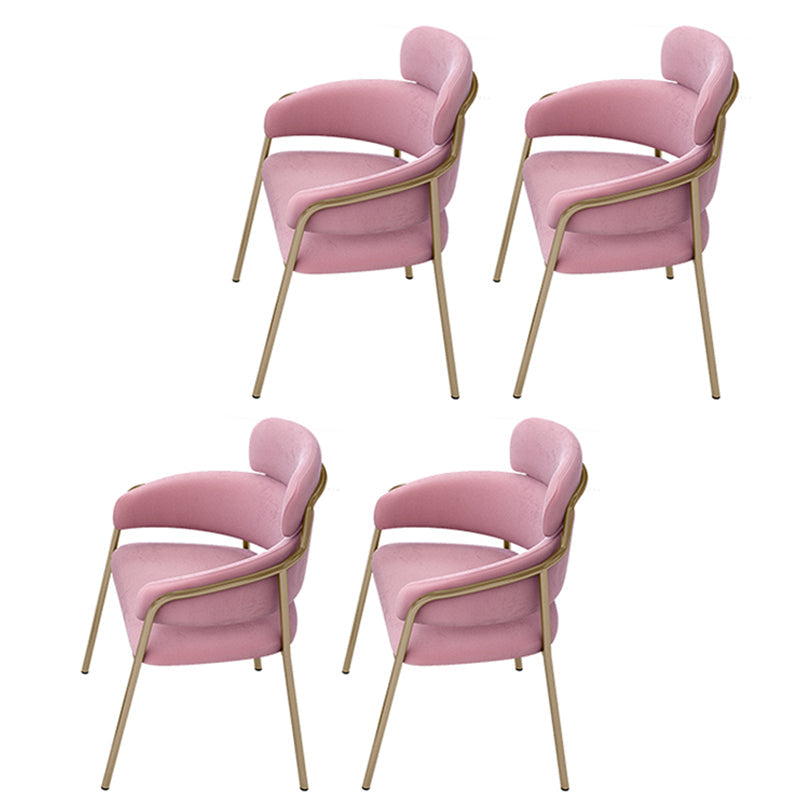 Glam Velvet Arm Dining Chairs Metal Dining Chair for Restaurant Use Pink 4 Piece Set Clearhalo ' kitchen&dining_furn' 'Dining Chairs' 'Dining Tables & Seating' 'dining_chair' 'furn' 'furn_dining_chair' 'Furniture' 'furniture_dining_chair' 'Kitchen & Dining Furniture' 'kitchen' 4557813