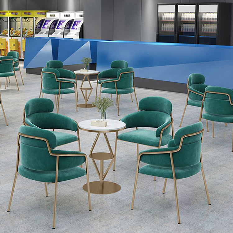 Glam Velvet Arm Dining Chairs Metal Dining Chair for Restaurant Use Clearhalo ' kitchen&dining_furn' 'Dining Chairs' 'Dining Tables & Seating' 'dining_chair' 'furn' 'furn_dining_chair' 'Furniture' 'furniture_dining_chair' 'Kitchen & Dining Furniture' 'kitchen' 4557816